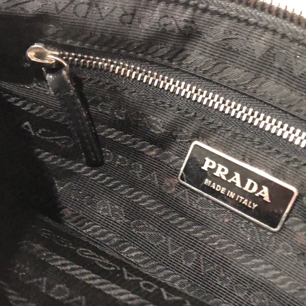 Authentic Prada Saffiano Leather & Nylon Vintage Y2K Pouchette Shoulder Bag RARE - Picture 6 of 12